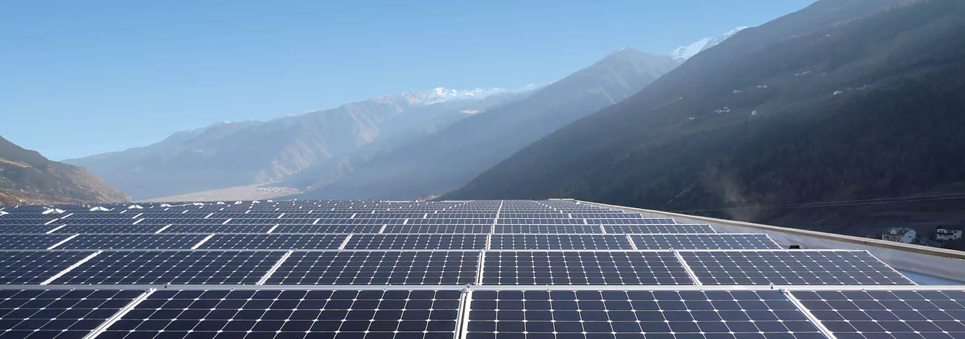 solar panel array in the mountains