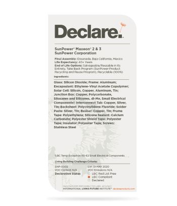 Declare-Label für Maxeon 2 und 3