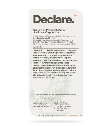 Declare-label voor Maxeon 5